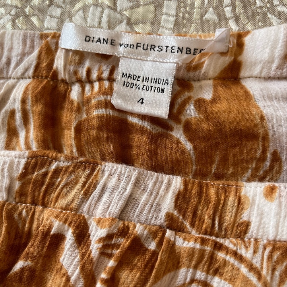 Diane Von Furstenberg Floral Print Gauzy Cotton Strapless CHELE Dress US 4 - Picture 6 of 7